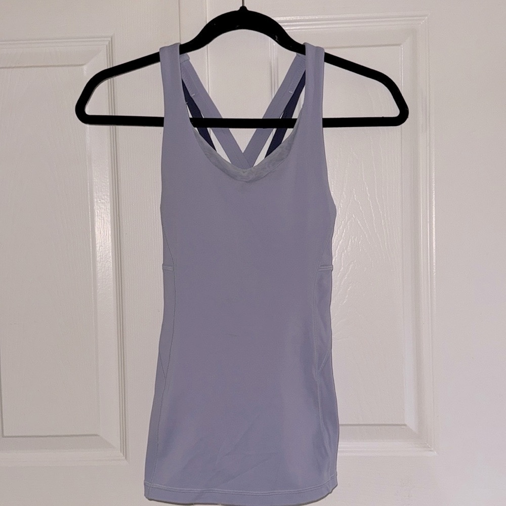NWOT Lululemon Lilac Light Purple Energy Double Built in Bra Crossback Tank Top